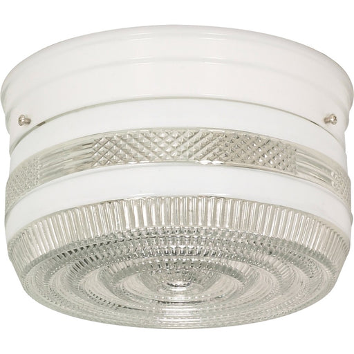 Nuvo 8in 2-Light Flush Mount | Traditional White and Medium Crystal Glass | Bathroom & Hallway Ceiling Light | 8 x 8 x 6 in | Model SF77-098