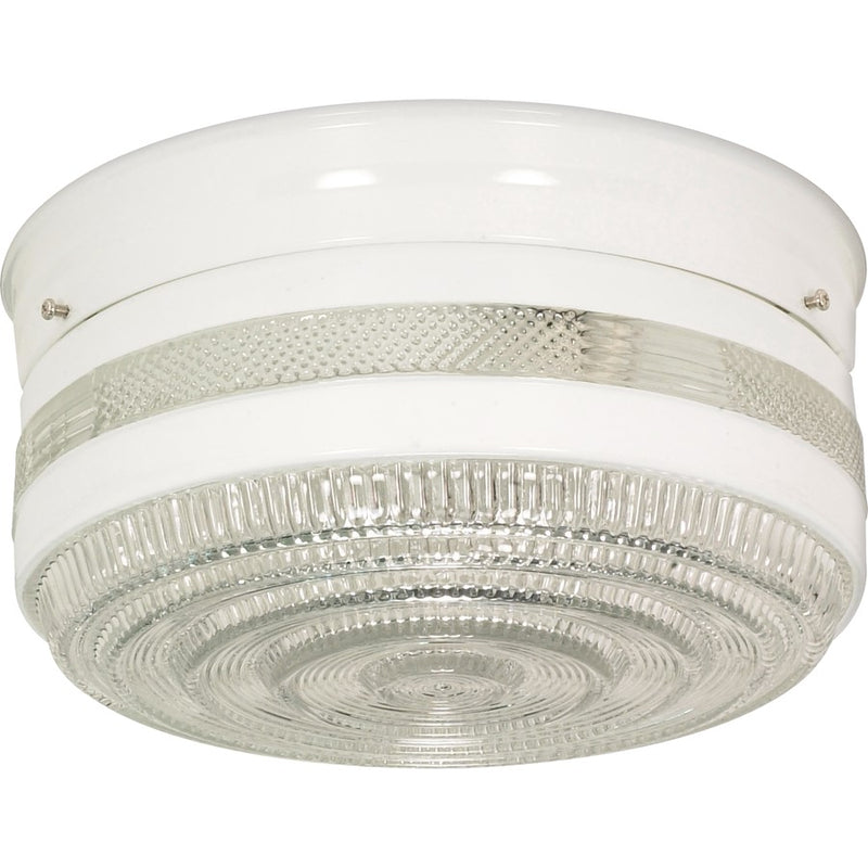 Nuvo SF77-099 10in 2-Light Flush Mount | Traditional White and Large Crystal Glass | Entryway & Hallway | 10 x 10 x 7 in | Model SF77-099