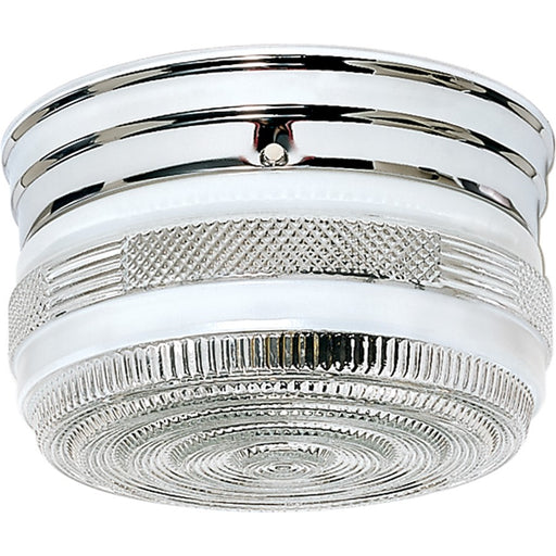 Nuvo SF77-101 8in 2-Light Flush Mount | Traditional Polished Chrome and Crystal White Glass Drum | Damp-Rated Bathroom & Hallway | 8 x 8 | Model SF77-101