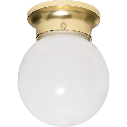 Nuvo Lighting 1-Light 8in Flush Mount | Traditional Polished Brass and White Glass | Bathroom & Hallway Ceiling Light | 8 x 8 x 9.25 in | Model SF77-109