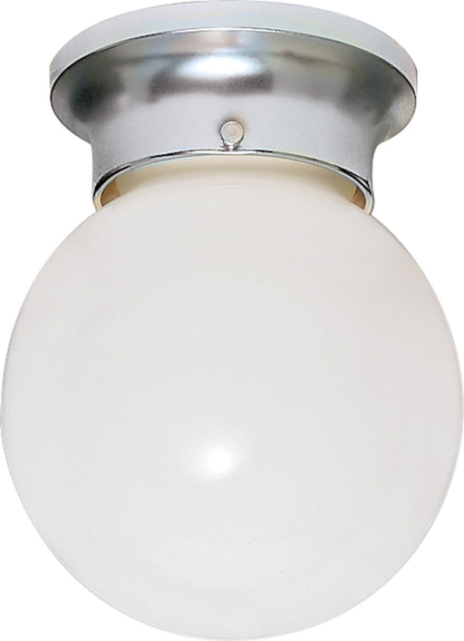 Nuvo Lighting 1-Light 8in Flush Mount | Traditional Polished Chrome and White Glass | Bathroom & Hallway Ceiling Light | 8 x 8 x 9.25 in | Model SF77-111