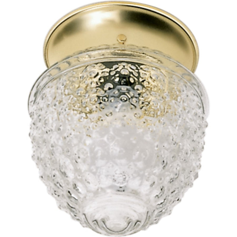 Nuvo 1-Light 6in Flush Mount | Traditional Polished Brass and Clear Pineapple Glass | Bathroom & Hallway | 5 x 5.5 in | Model SF77-125