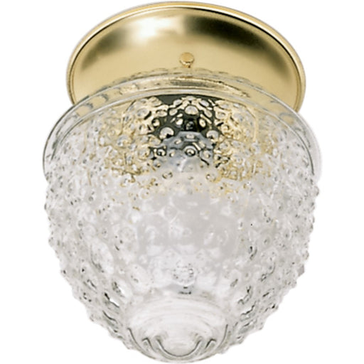 Nuvo 1-Light 6in Flush Mount | Traditional Polished Brass and Clear Pineapple Glass | Bathroom & Hallway | 5 x 5.5 in | Model SF77-125