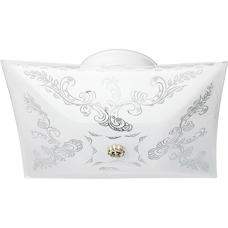 Nuvo Lighting SF77-126 12in 2-Light Flush Mount | Traditional White and Floral Glass | Entryway & Hallway | 11.75 x 11.75 x 4.75 in | Model SF77-126