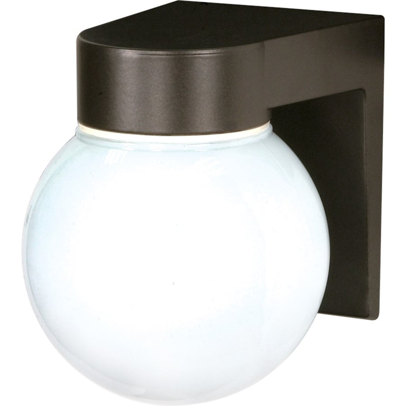 Nuvo Lighting SF77-141 1-Light 8in Utility Wall Mount | Traditional Bronzotic and White Glass | Outdoor Wet Location Entryway | 6 x 7.25 | Model SF77-141