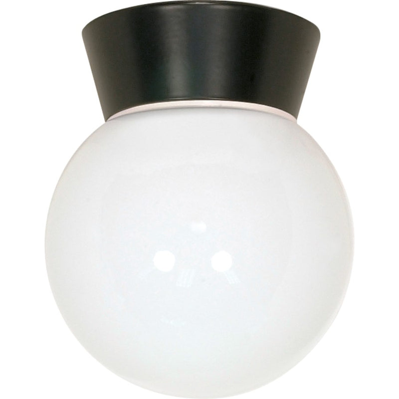Nuvo SF77-153 1-Light 8in Outdoor Flush Mount | Traditional Bronzotic and White Glass | Covered Patio & Entryway | 6 x 6 x 7.25 in | Model SF77-153