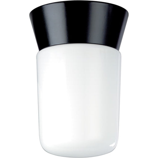 Nuvo Lighting SF77-154 1-Light 8in Outdoor Flush Mount | Traditional Black and White Glass | Covered Patio & Entryway | 4.25 x 8 in | Model SF77-154