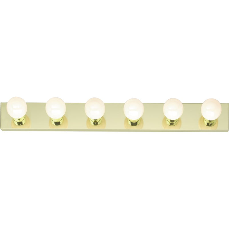 Nuvo Lighting 6-Light 36in Vanity Strip | Traditional Polished Brass and Clear Glass | Bathroom Vanity & Makeup Area | 36 x 2 x 4.75 in | Model SF77-190