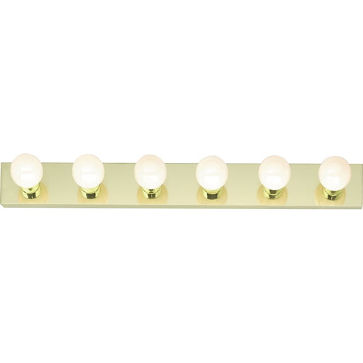 Nuvo Lighting 6-Light 36in Vanity Strip | Traditional Polished Brass and Clear Glass | Bathroom Vanity & Makeup Area | 36 x 2 x 4.75 in | Model SF77-190