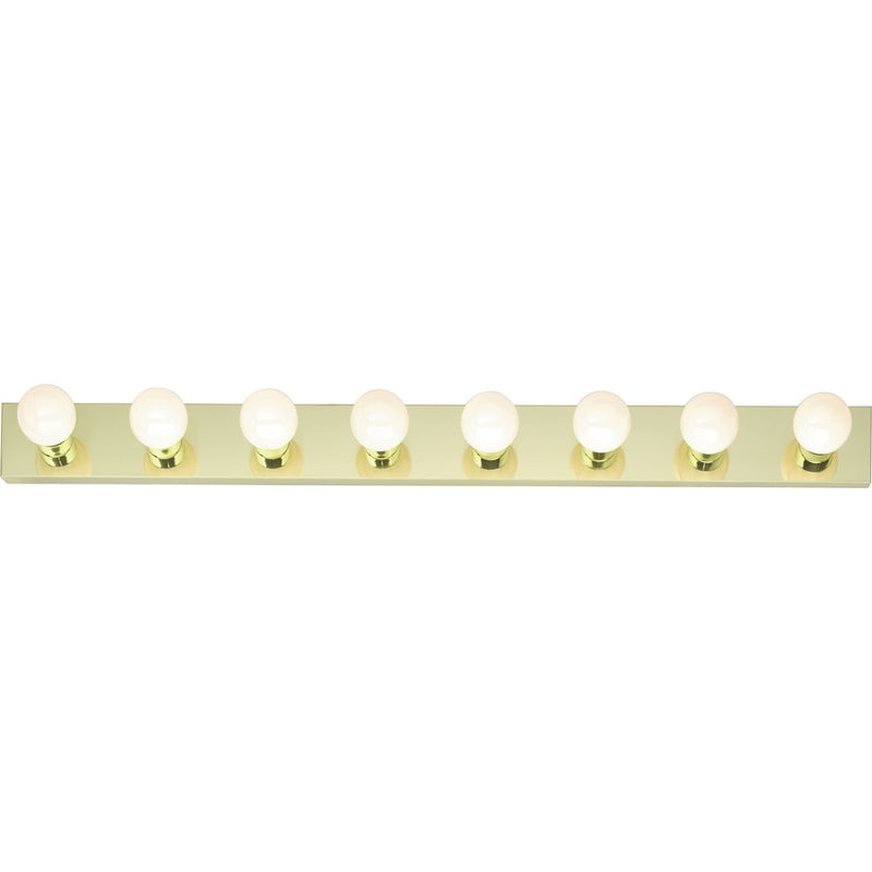 Nuvo Lighting 48in 8-Light Vanity Strip | Traditional Polished Brass and Clear Glass | Bathroom Vanity | 48 x 4.75 x 2 in | Model SF77-191