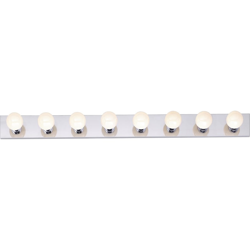 Nuvo Lighting 48in 8-Light Vanity Strip | Traditional Polished Chrome and Clear Glass | Bathroom Vanity Light | 48 x 2 x 4.75 in | Model SF77-195