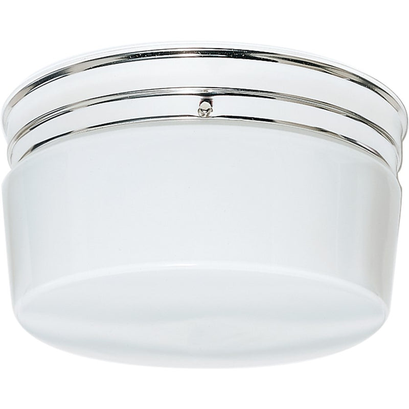 Nuvo 2-Light 10in Flush Mount | Traditional Polished Chrome and White Glass | Bedroom & Hallway Ceiling Light | 10 x 10 x 7 in | Model SF77-344
