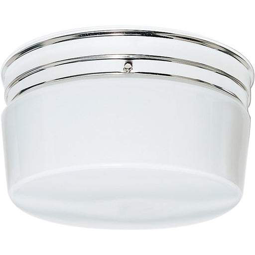 Nuvo 2-Light 10in Flush Mount | Traditional Polished Chrome and White Glass | Bedroom & Hallway Ceiling Light | 10 x 10 x 7 in | Model SF77-344