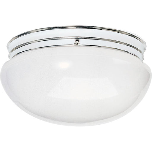 Nuvo SF77-347 12in 2-Light Flush Mount | Traditional Polished Chrome and White Glass | Bathroom & Hallway | 12 x 12 x 6 in | Model SF77-347