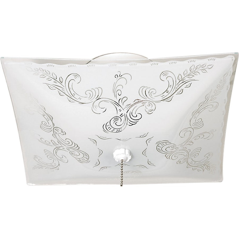 Nuvo SF77-392 12in 2-Light Flush Mount | Traditional White and Floral Glass | Kitchen & Bathroom Ceiling Light | 11.75 x 4.75 in | Model SF77-392