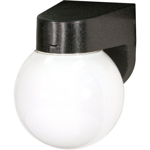 Nuvo Lighting SF77-728 1-Light 6in Outdoor Wall Sconce | Traditional Black Plastic Lexan Globe | Covered Patio & Entryway | 6 x 7.75 x 8 | Model SF77-728