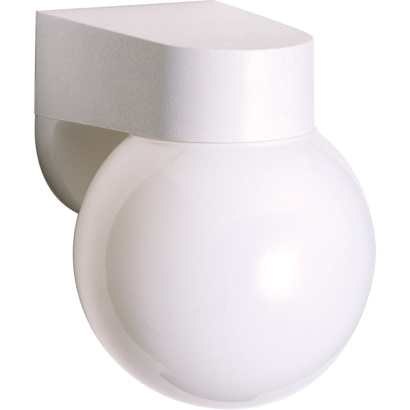 Nuvo Lighting SF77-729 6in 1-Light Outdoor Wall Light | Traditional White Plastic and Lexan Globe | Covered Patio & Entryway | 6 x 7.75 x | Model SF77-729