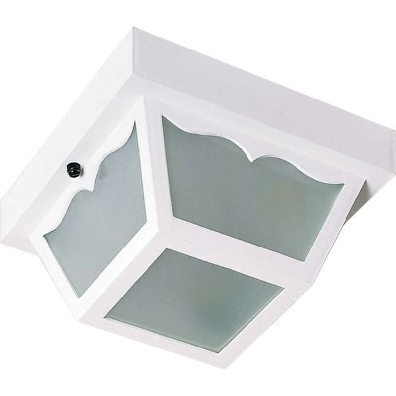 Nuvo SF77-835 8in 1-Light Carport Flush Mount | Traditional White and Frosted Acrylic | Covered Patio & Entryway | 8.25 x 8.25 x 4.75 in | Model SF77-835