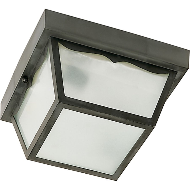 Nuvo SF77-891 10in 2-Light Outdoor Flush Mount | Traditional Black Aluminum and Frosted Acrylic | Covered Patio & Entryway | 10.25 x | Model SF77-891