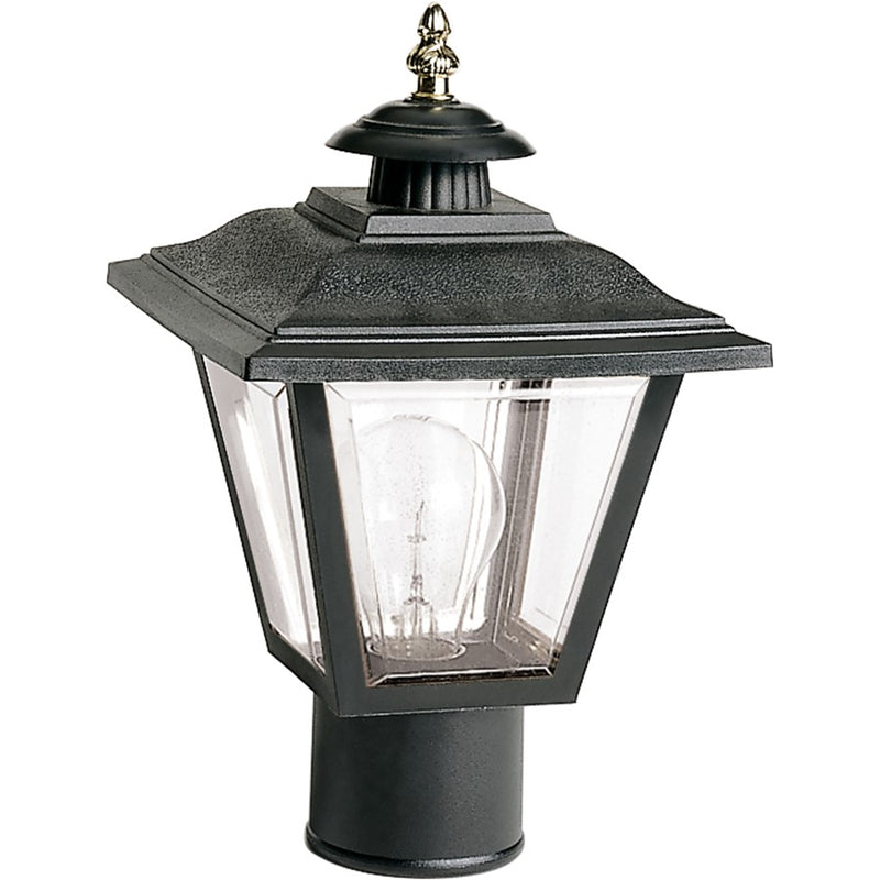 Nuvo Lighting SF77 1-Light 13in Post Lantern | Traditional Black Aluminum and Acrylic | Outdoor Pathway & Garden | 7.75 x 7.75 x 12.5 in | Model SF77-898