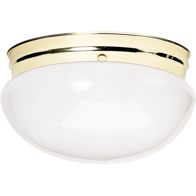 Nuvo SF77-986 12in 2-Light Flush Mount | Traditional Polished Brass and White Glass | Hallway & Bathroom Ceiling Light | 12 x 12 x 6 in | Model SF77-986