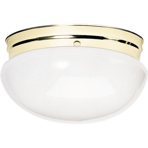 Nuvo SF77-986 12in 2-Light Flush Mount | Traditional Polished Brass and White Glass | Hallway & Bathroom Ceiling Light | 12 x 12 x 6 in | Model SF77-986