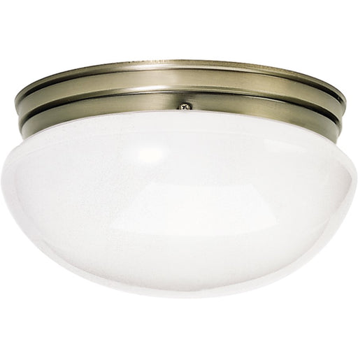 Nuvo SF77-988 12in 2-Light Flush Mount | Traditional Antique Brass and White Glass | Hallway & Bathroom Ceiling Light | 12 x 12 x 6 in | Model SF77-988
