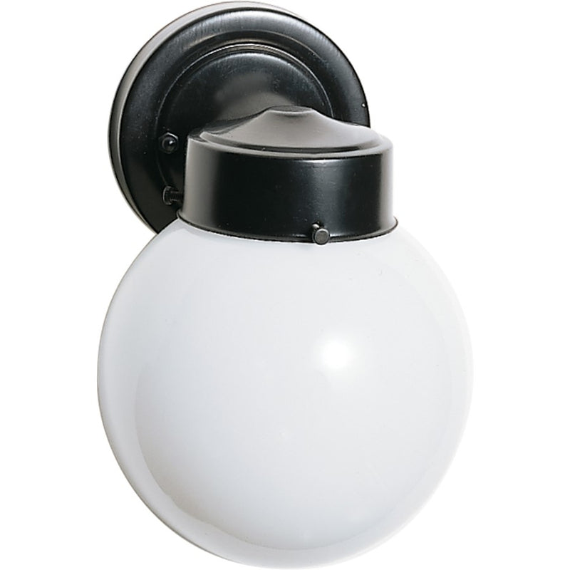 Nuvo Lighting SF77-992 6in 1-Light Outdoor Wall Sconce | Traditional Black and White Glass | Covered Patio & Entryway | 5.5 x 6 x 8.5 in | Model SF77-992