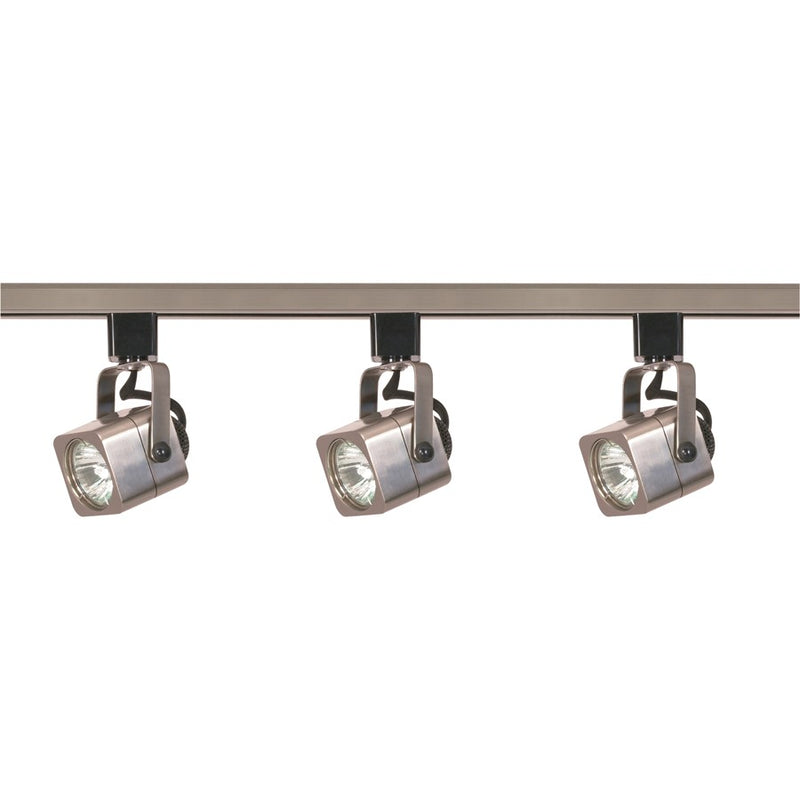 Nuvo Track Lighting 3-Light Square Track Kit | Transitional Brushed Nickel | Living Room & Kitchen Accent | 3.5 x 3.5 x 1.5 in, 3 x 50W MR16 | Model TK347