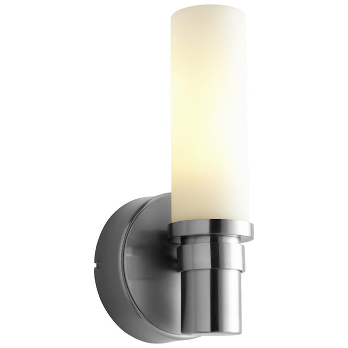Oxygen Lighting Pebble 1 Light Sconce, Nickel/White Opal
