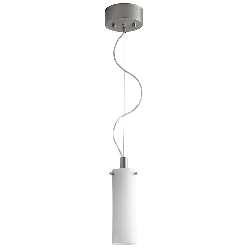 Oxygen Lighting Lotus 1 Light Pendant, Satin Nickel/White Opal Glass