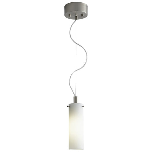 Oxygen Lighting Lotus 1 Light Pendant, Satin Nickel/White Opal Glass