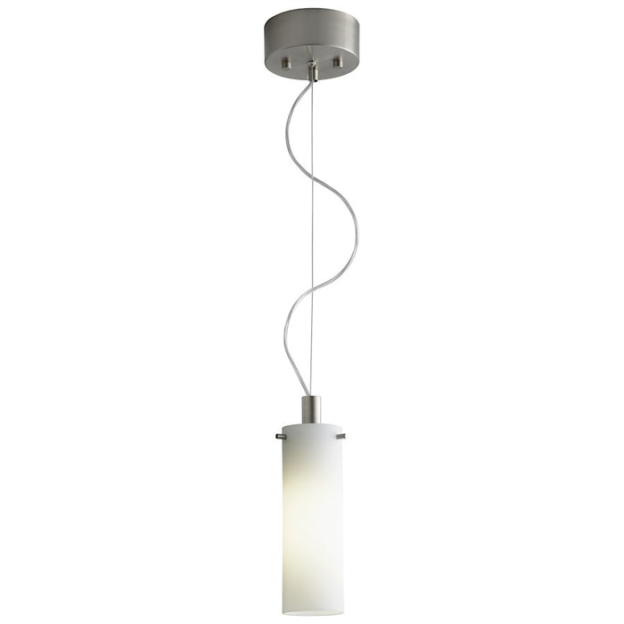 Oxygen Lighting Lotus 1 Light Pendant, Satin Nickel/White Opal Glass