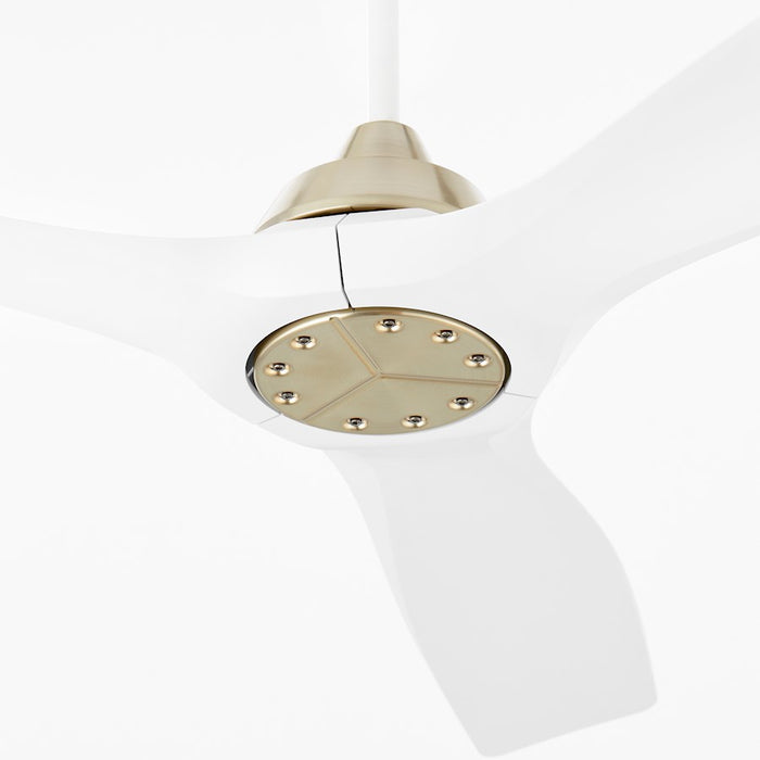 Oxygen Lighting Avalon 52" Ceiling Fan, Aged Brass/White Blades