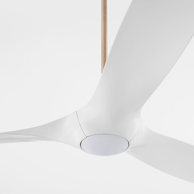 Oxygen Lighting Province 56" Ceiling Fan, Aged Brass/White Blades