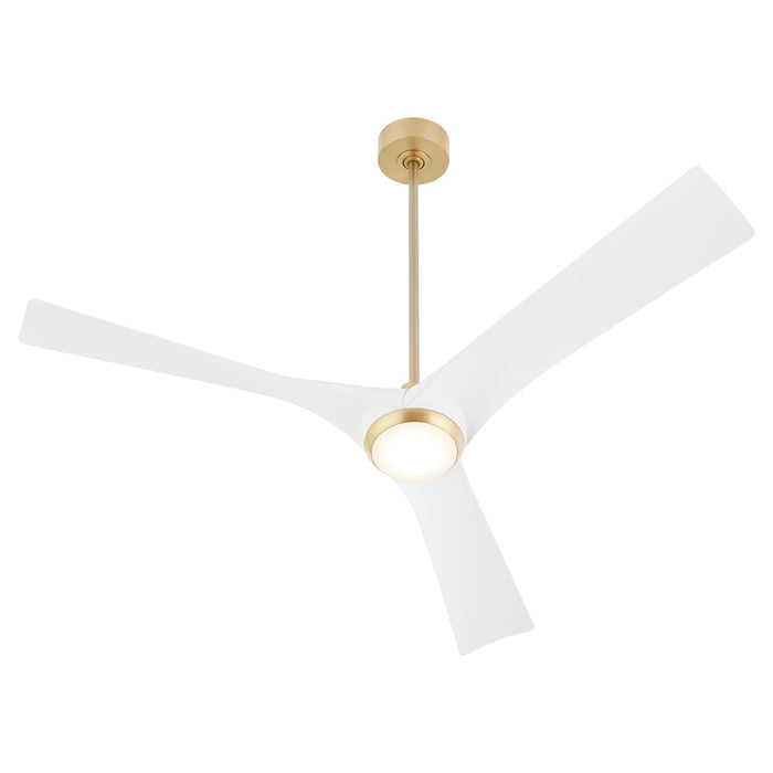 Oxygen Lighting Ridley 58" Ceiling Fan, Aged Brass/White Blades