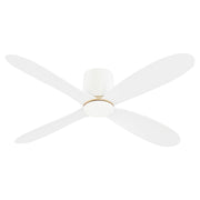 Oxygen Lighting Myriad 56" Hugger Ceiling Fan, White/Aged Brass - 3-124-6