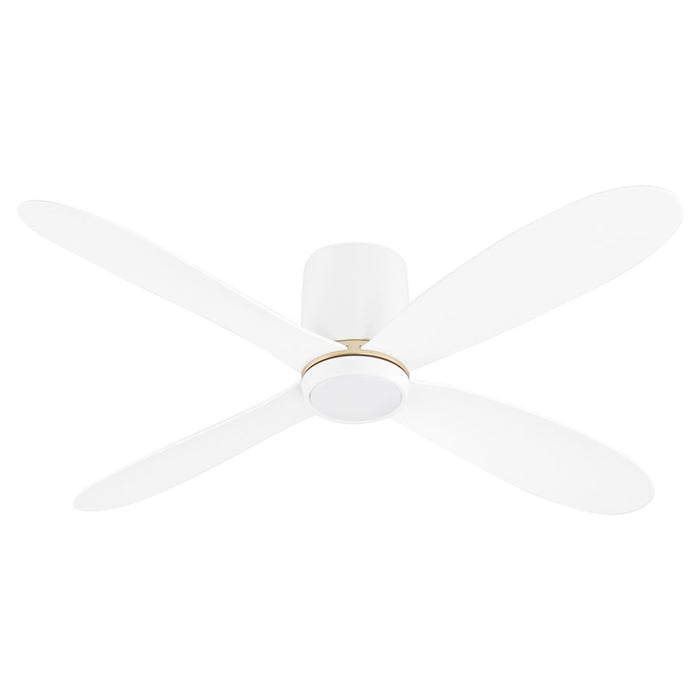 Oxygen Lighting Myriad 56" Hugger Ceiling Fan, White/Aged Brass