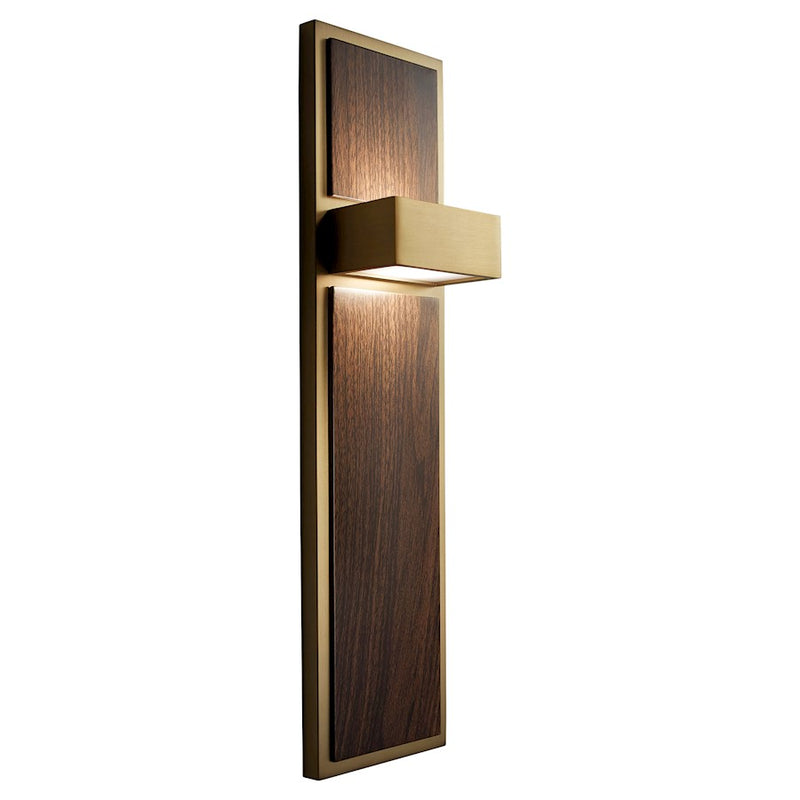 Oxygen Lighting Guapo 2 Light 3000K UV Sconce, Aged Brass/Walnut