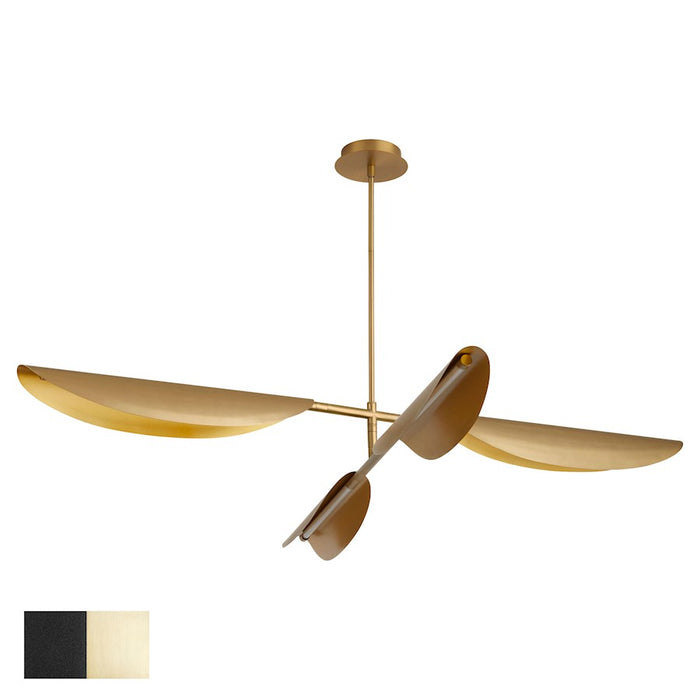 Oxygen Lighting Pivot 4 Light Chandelier, Black/Aged Brass - 3-407-1540