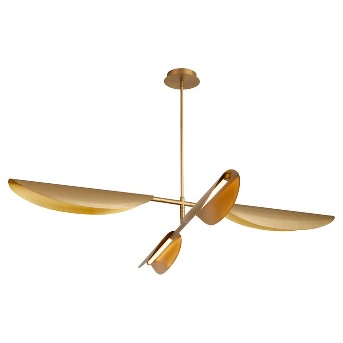 Oxygen Lighting Pivot 4 Light Chandelier, Aged Brass