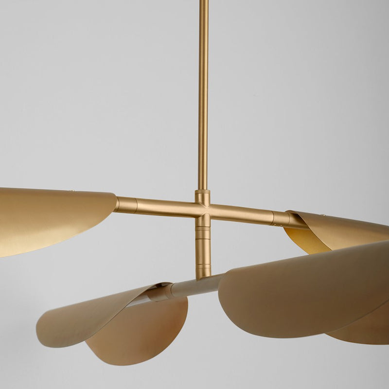 Oxygen Lighting Pivot 4 Light Chandelier, Aged Brass