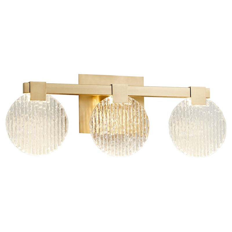 Oxygen Lighting Axiom 3 Light Vanity, Aged Brass