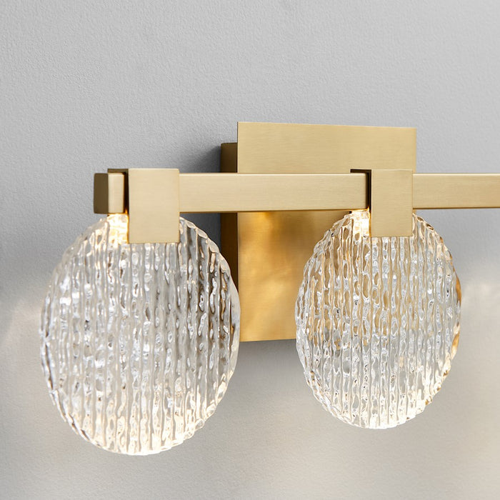 Oxygen Lighting Axiom 3 Light Vanity, Aged Brass