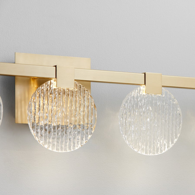 Oxygen Lighting Axiom 5 Light Vanity, Aged Brass
