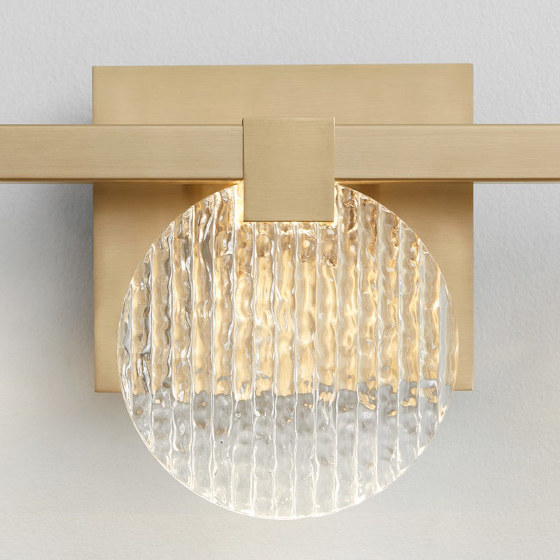 Oxygen Lighting Axiom 5 Light Vanity, Aged Brass