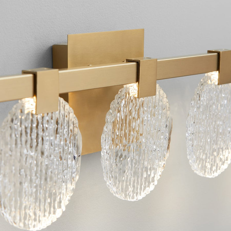 Oxygen Lighting Axiom 5 Light Vanity, Aged Brass