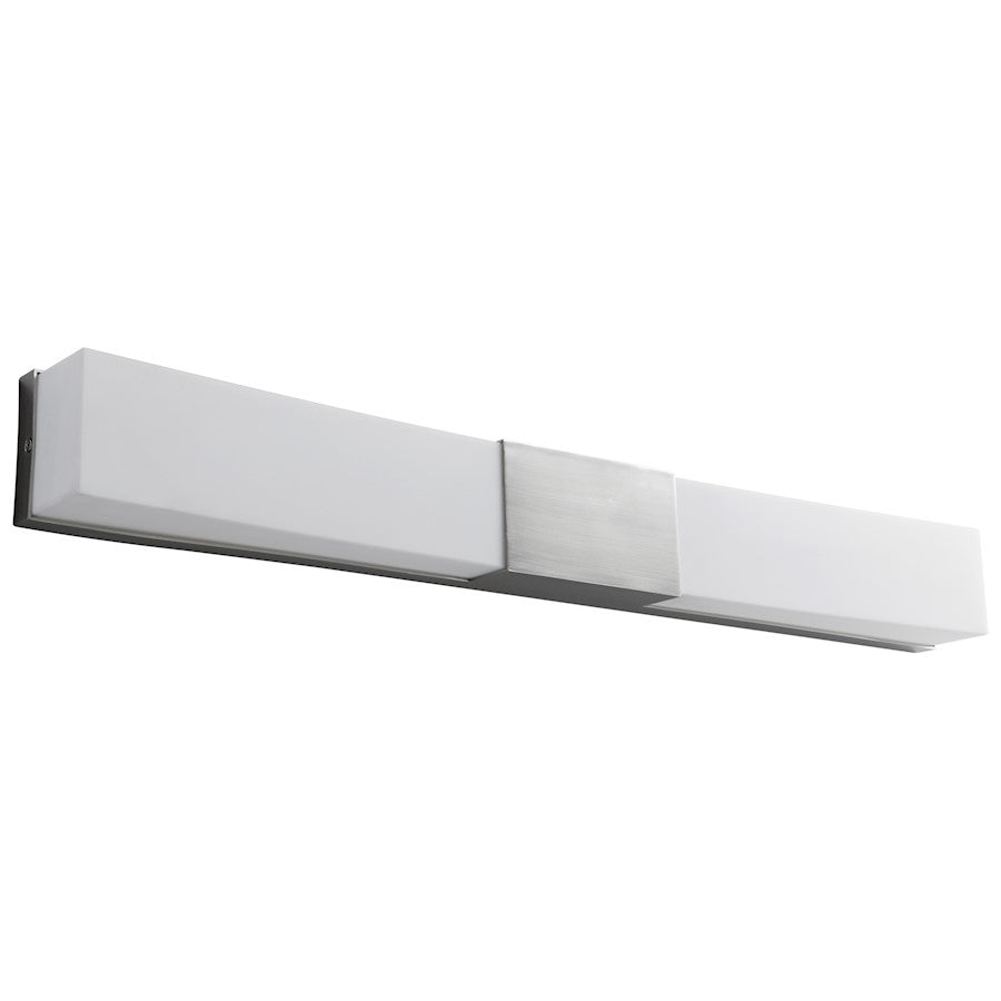 Oxygen Lighting Crescent 2 Light Vanity, Satin Nickel/Matte White