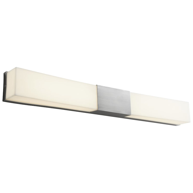 Oxygen Lighting Crescent 2 Light Vanity, Satin Nickel/Matte White
