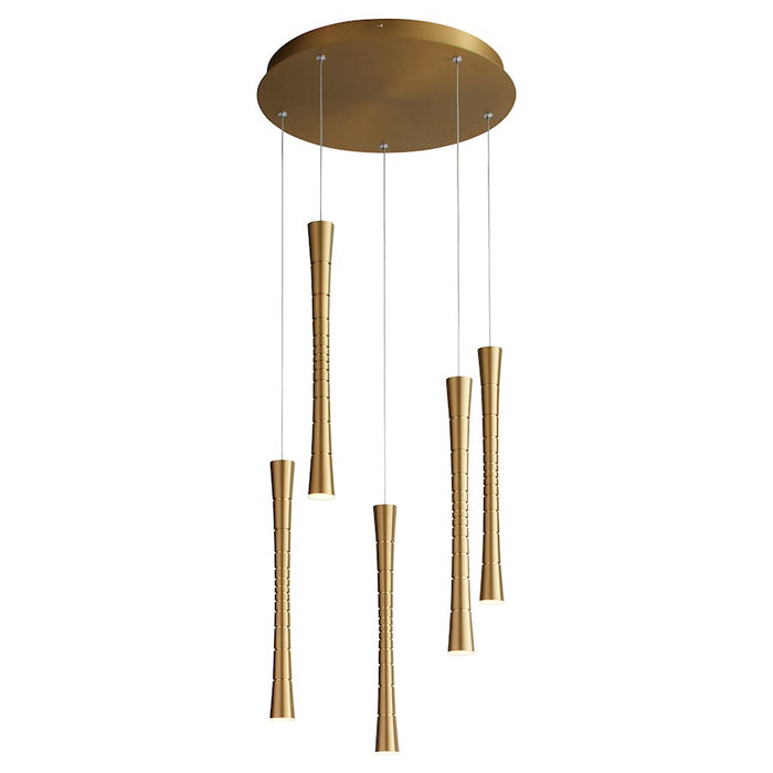 Oxygen Lighting Sabre 5 Light Pendant, Aged Brass